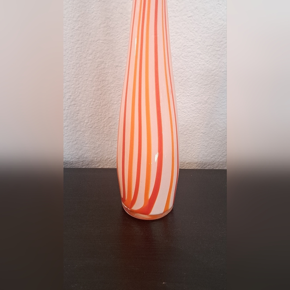 Vintage Murano Style Orange and White Bent Neck  Art Glass - Picture 2 of 5